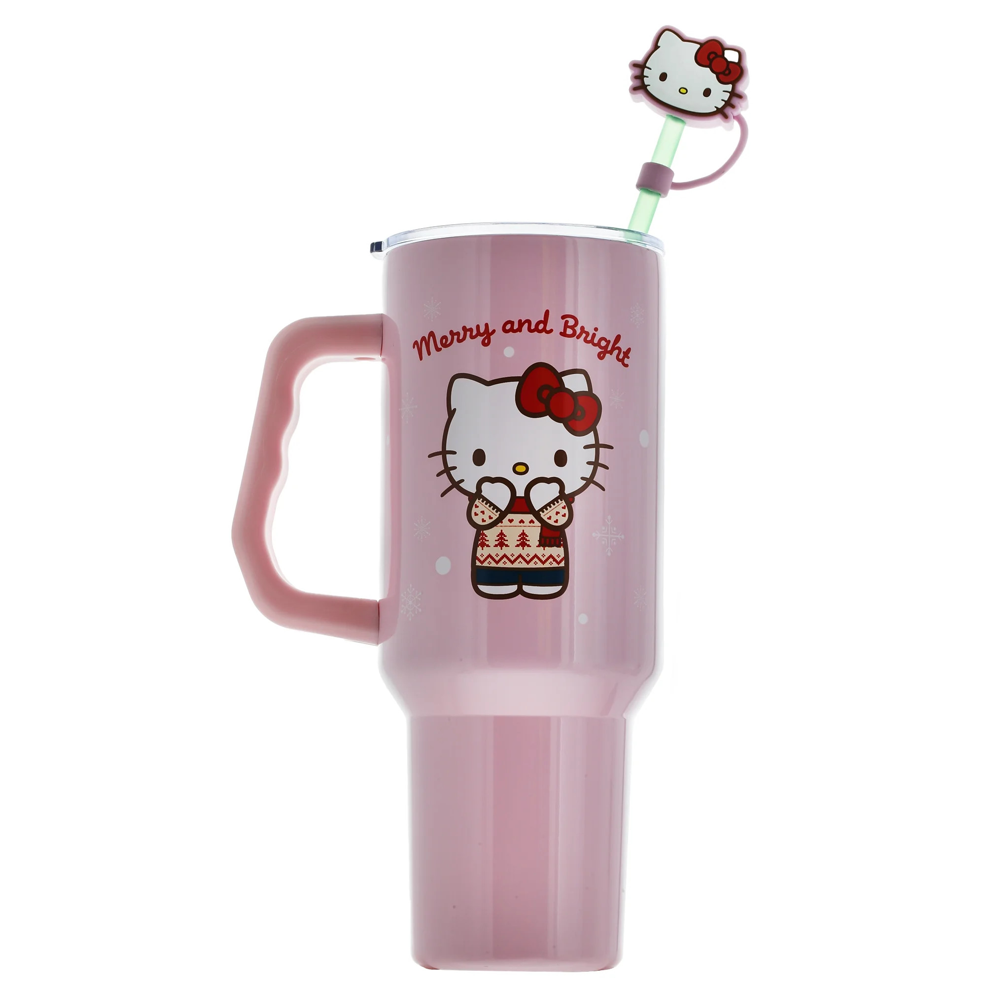Hello Kitty Holiday Sweater Tumbler With Handle, Straw Cover Cap, Lid and Straw, Stainless Steel,... | Walmart (US)