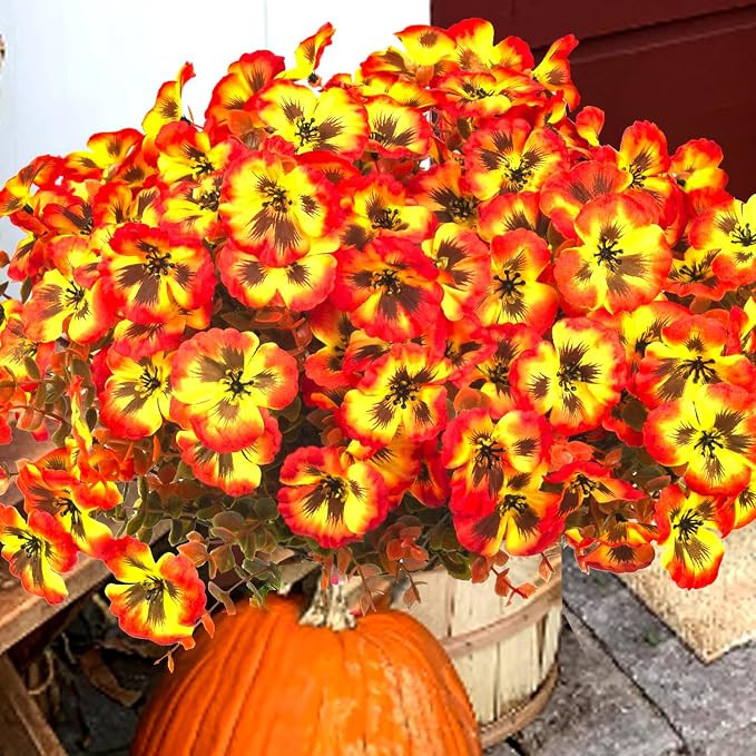 12 Bundles Artificial Flowers Outdoor Fake Fall Flowers for Outside Decoration UV Resistant Plast... | Amazon (US)
