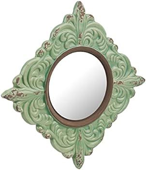 Stonebriar Decorative 11.3" Antique Green Diamond Shape Ceramic Accent Wall Mirror | Amazon (US)