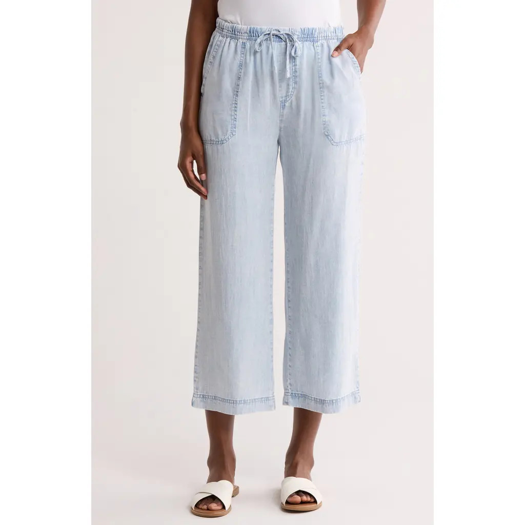 Splendid Chambray Crop Wide Leg Pants in Bleached Indigo at Nordstrom Rack, Size Small | Nordstrom Rack