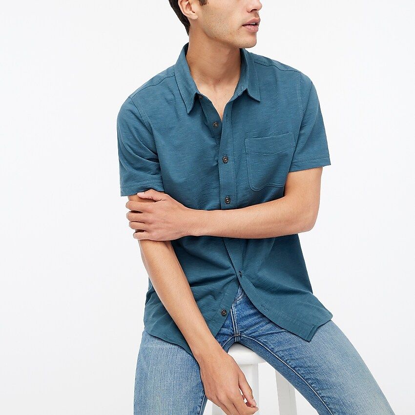 Short-sleeve knit button-down shirt | J.Crew Factory
