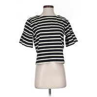 J.Crew Short Sleeve Top Black Stripes Pattern Crew Neck Tops - Used - Size X-Small | ThredUp (US)