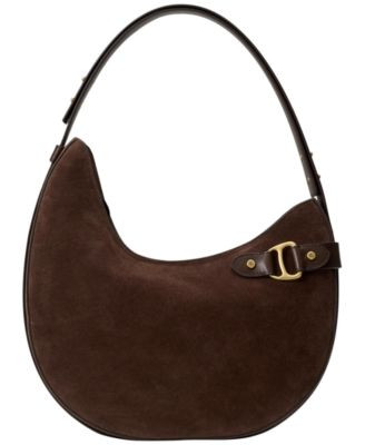 Lauren Ralph Lauren Tasha Medium Suede Shoulder Bag - Dark Garnet | Macy's