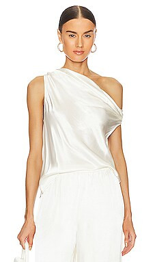 Enza Costa Satin Bias Off Shoulder Top in Cloud from Revolve.com | Revolve Clothing (Global)