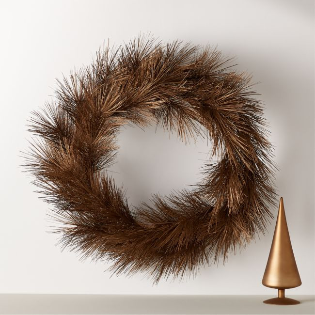 Faux Bronze Pine Holiday Wreath 31 | CB2