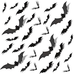 180 Pcs Halloween Bats, Korlon Halloween Wall Decor 3D Bats Halloween Decoration Stickers Decals ... | Amazon (US)