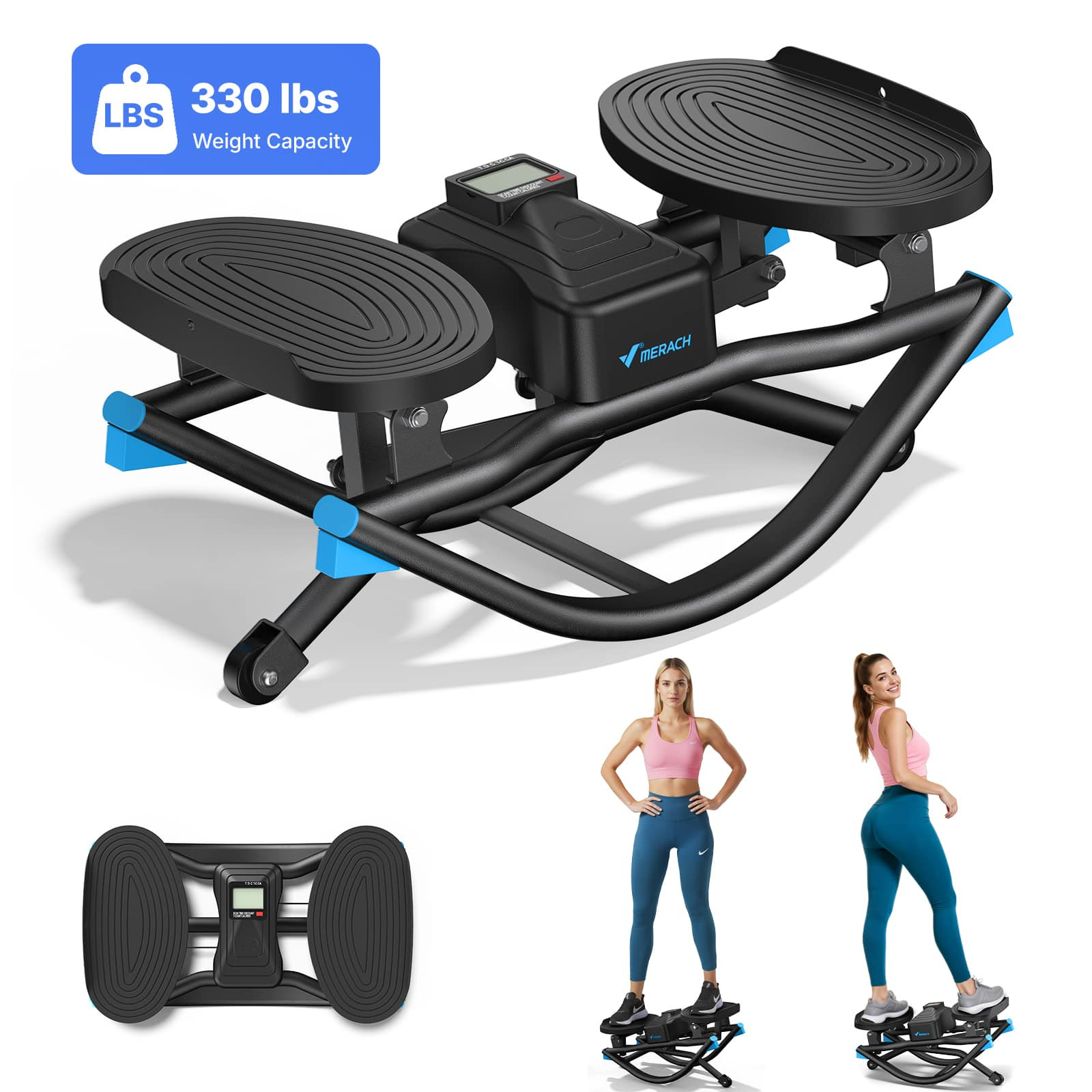 MERACH - Rocking Steppers for Exercise at Home, 3D Motion Stair Stepper with Resistance Bands for Full Body Workout - Black | Best Buy U.S.