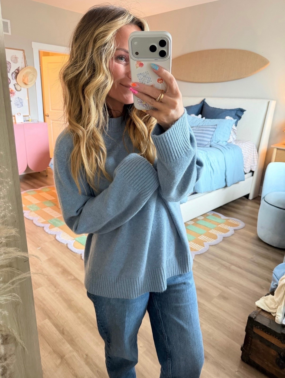The kind of sweater you’ll reach for on repeat 🤍🩵

This oversized knit is unbelievably soft, has the perfect relaxed fit, and comes in the prettiest dusty blue shade. Paired with your favorite denim now and layered with shorts on cool summer nights later. A timeless staple that looks effortlessly put together every single time.

#oversizedsweater #coastalstyle #casualoutfit #everydaystyle #springstyle #capsulewardrobe #neutralstyle #cozyfashion #denimoutfit #ltkstyle #ltkfashion #affordablefashion #closetstaples #weekendstyle #momstyle