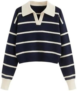 CIDER Knit Wool-Blend Striped Collar Long Sleeve Top | Amazon (US)