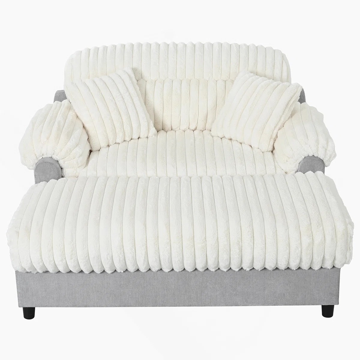 Modern Chaise Lounge Sofa 65.25" Cloud Chaise Sofa Cozy Plush Sofa Couch With Two Throw Pillows For Living Room