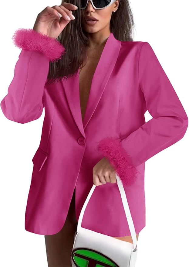 Cicy Bell Womens Feather Cuff Oversized Blazer Jacket Dressy Open Front Elegant Long Sleeve Party... | Amazon (US)