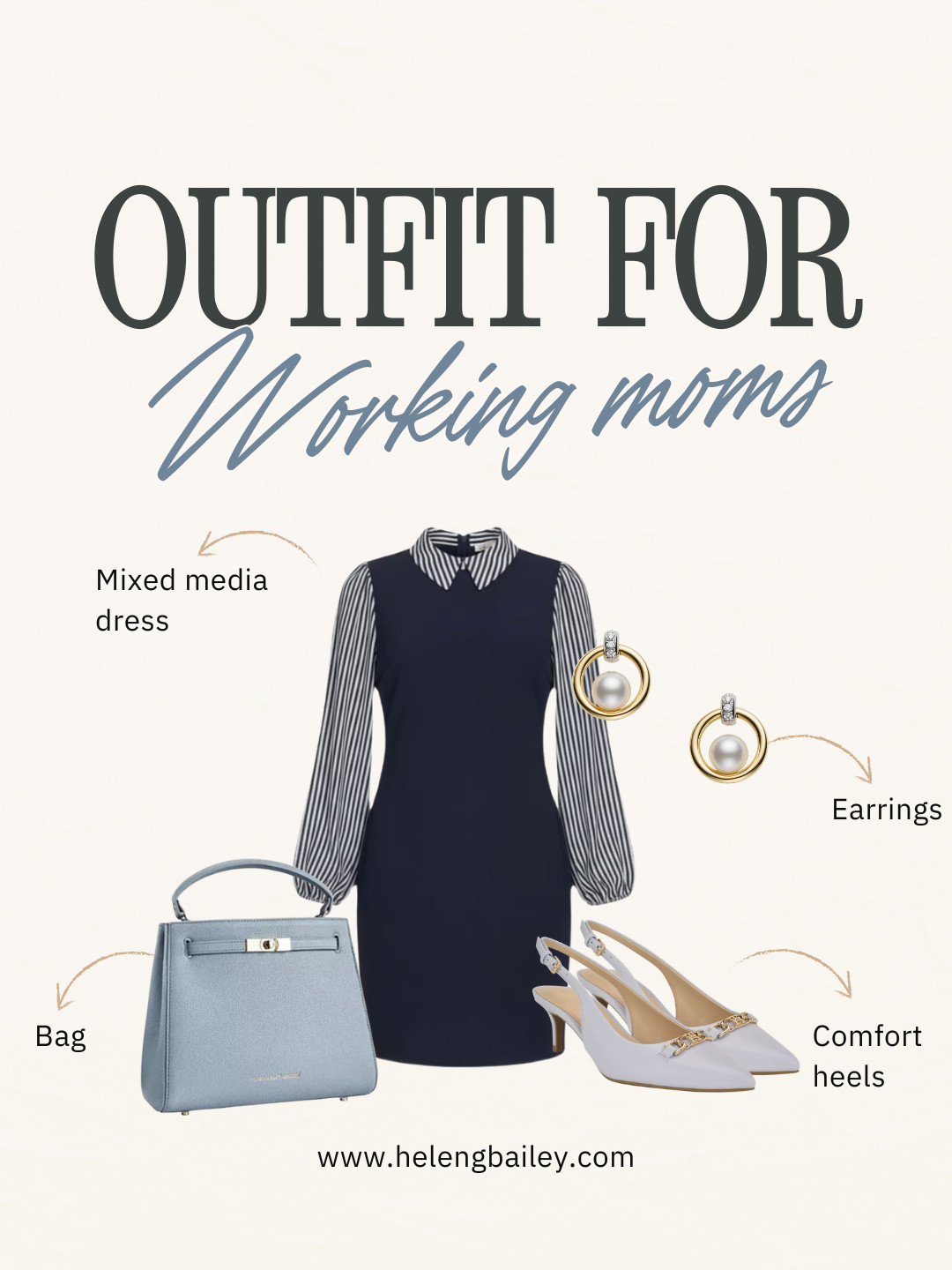 Working mom outfits. mixed media dress with blue accessories 

 #LTKootd #LTKmomlife #LTKWorkwear