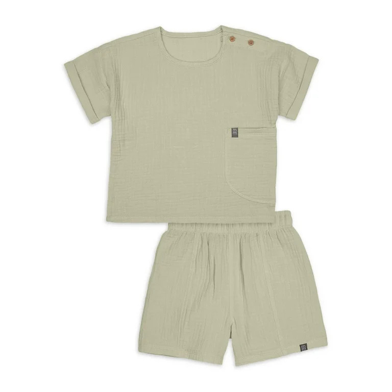 Modern Moments by Gerber Toddler Boy Casual Cotton Gauze Outfit Set, Sizes 12M-5T | Walmart (US)