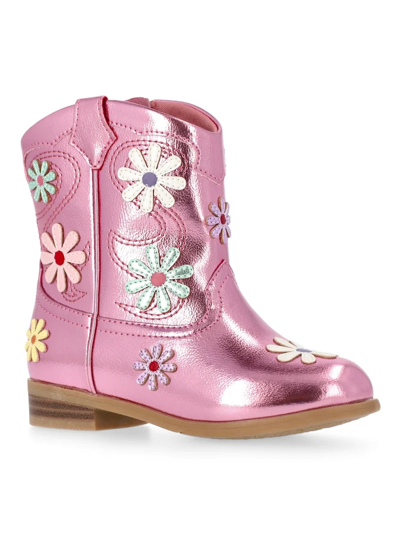 Wonder Nation Girls and Toddler Western Daisy Boots | Walmart (US)