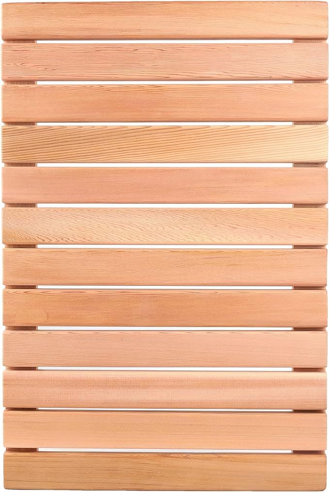 bingaai Cedar Wood Shower Mat, Cedar Wooden Bath Mats, Wood Bath Mat 23.6 x 15.7 in, Shower Stall... | Amazon (US)