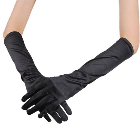 Bellanny Long Black Gloves White Bridal Gloves 1920s Retro Satin Finger Mitts for Weddings Engagemen | Walmart (US)