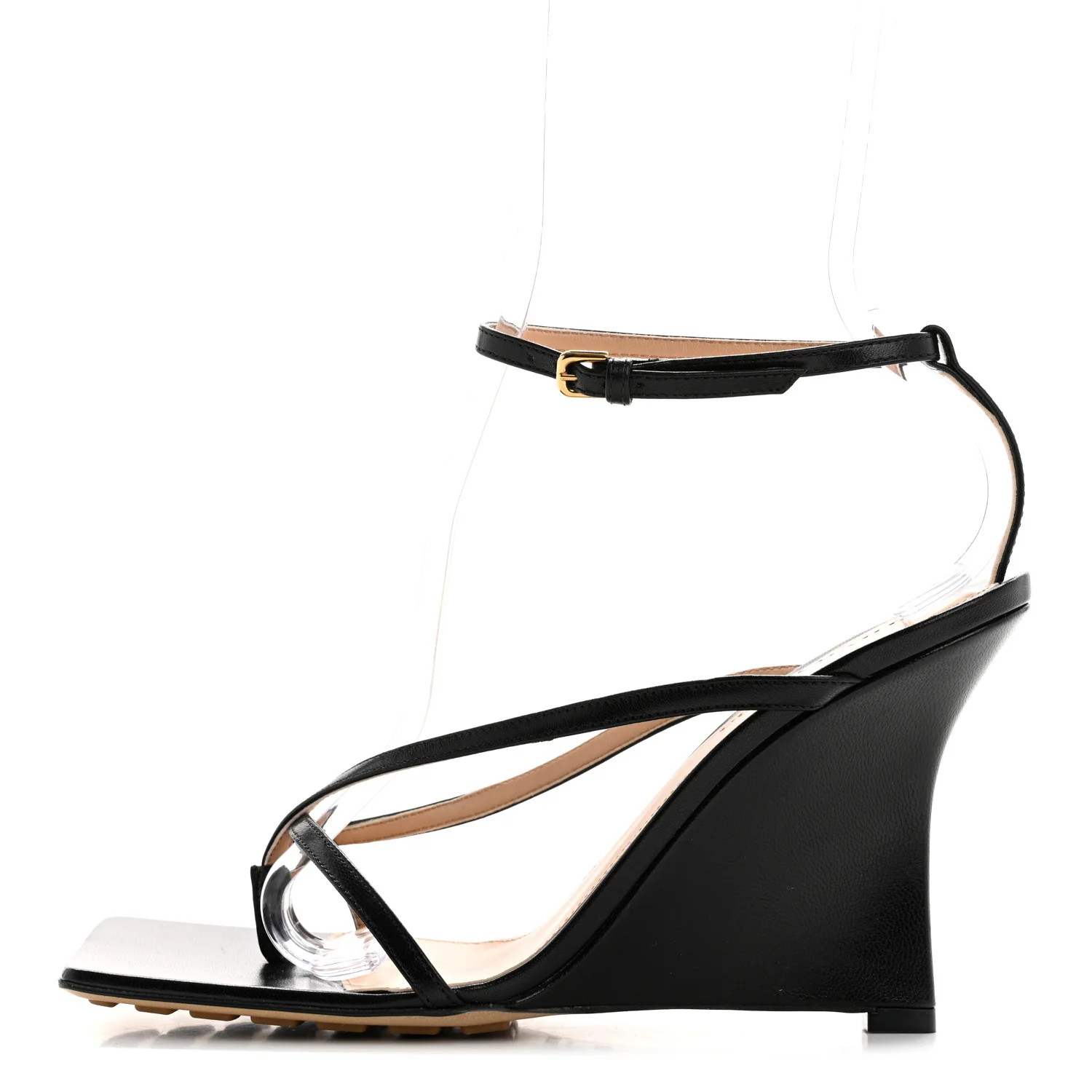 Bottega Veneta Lambskin Stretch Multi Strap 90mm Sandals 38.5 Black 1734681 | FASHIONPHILE (US)