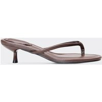 Vinny Thong Strap Kitten Heel Mule In Brown Faux Leather, Women's Size UK 4 | EGO (UK)
