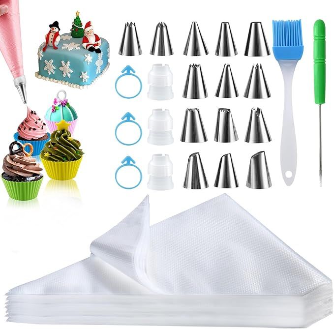 firstake Piping Bags 100pcs, Disposable Icing Bags, 12 Inch Thickened Pastry Bags, Anti Burst Fro... | Amazon (US)