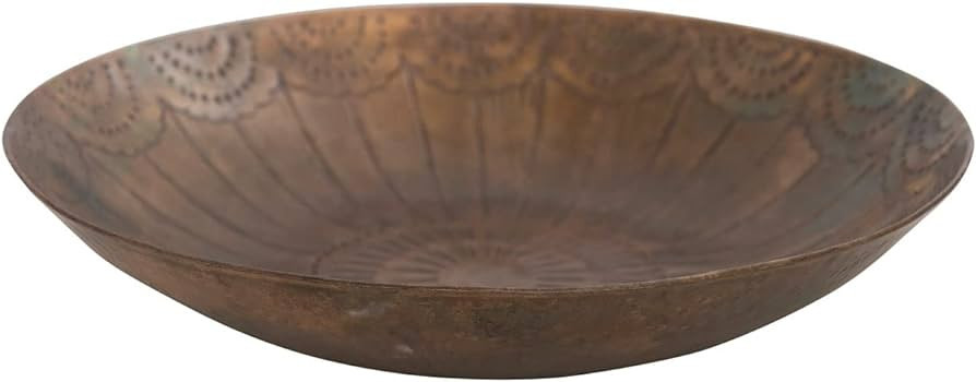 Creative Co-Op Decorative Embossed Metal Bowl, Antique Patina Copper Finish | Amazon (US)