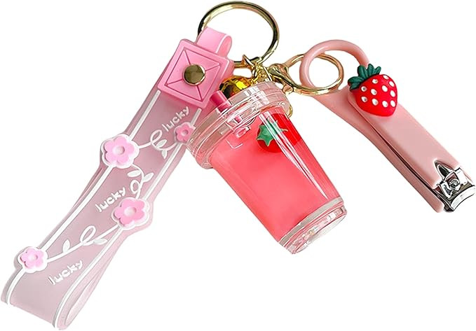 Men Women Creative Interesting Floating Milk Tea Brown Bear Lucky Bottle Keychain Keyrings | Amazon (US)