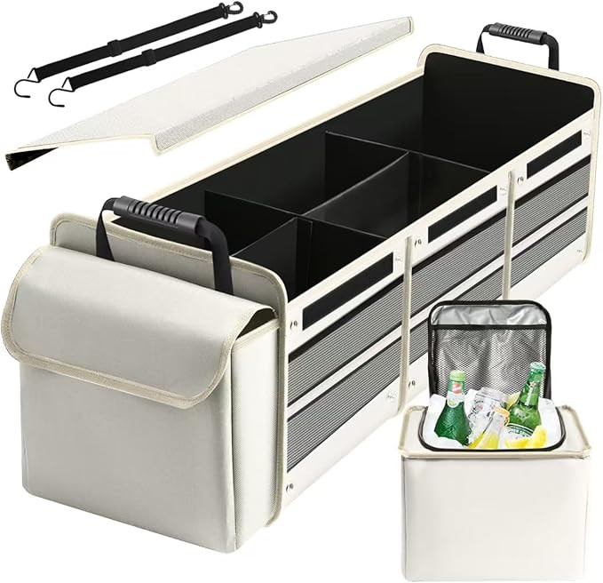 Car Trunk Organizer with Insulated Leakproof Cooler Bag, 4 in 1 Waterproof Portable Car Storage O... | Amazon (US)