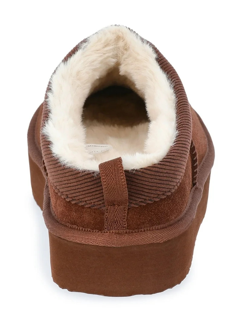 Joyspun Women’s Ultra Short Faux Suede Platform Clog Slippers | Walmart (US)