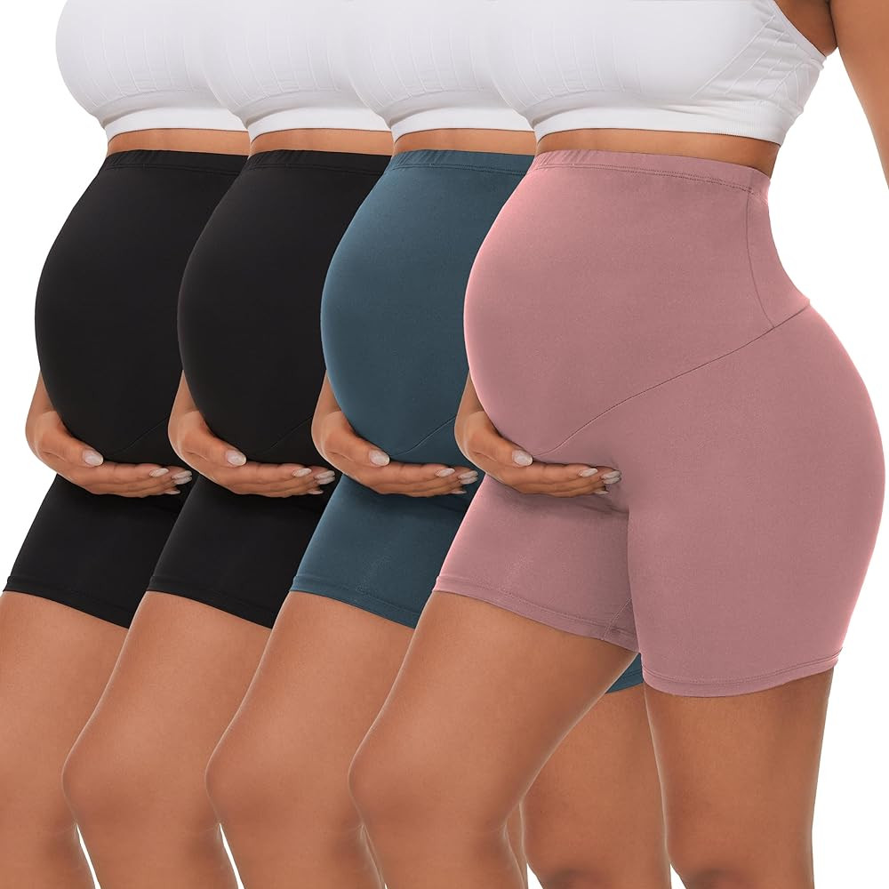 3/4 Pack Women's Maternity Yoga Shorts Over The Belly Pregnancy Biker Workout Active Athletic Pre... | Amazon (US)