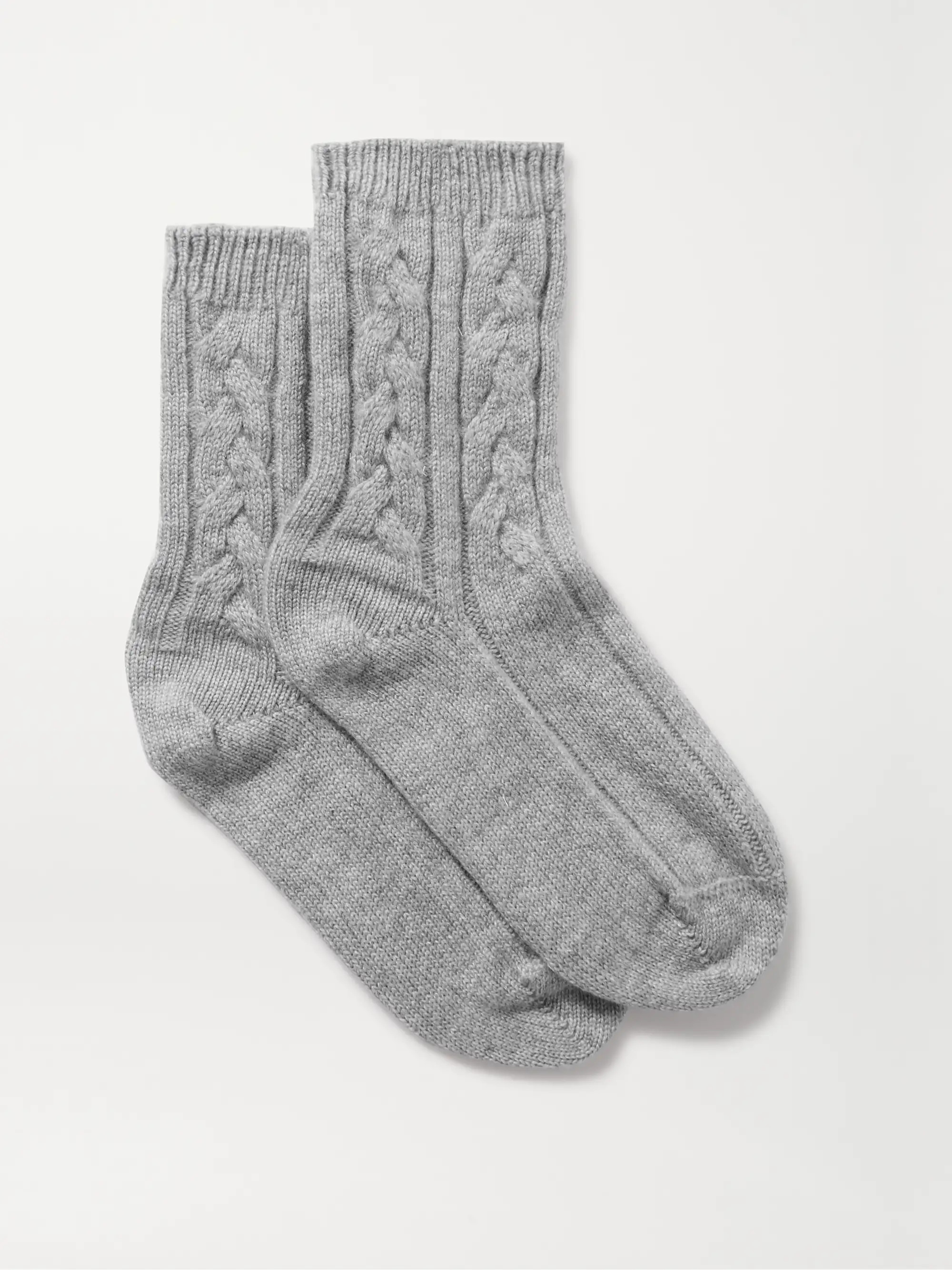 Light gray Cable-knit cashmere socks | JOHNSTONS OF ELGIN | NET-A-PORTER | NET-A-PORTER (US)