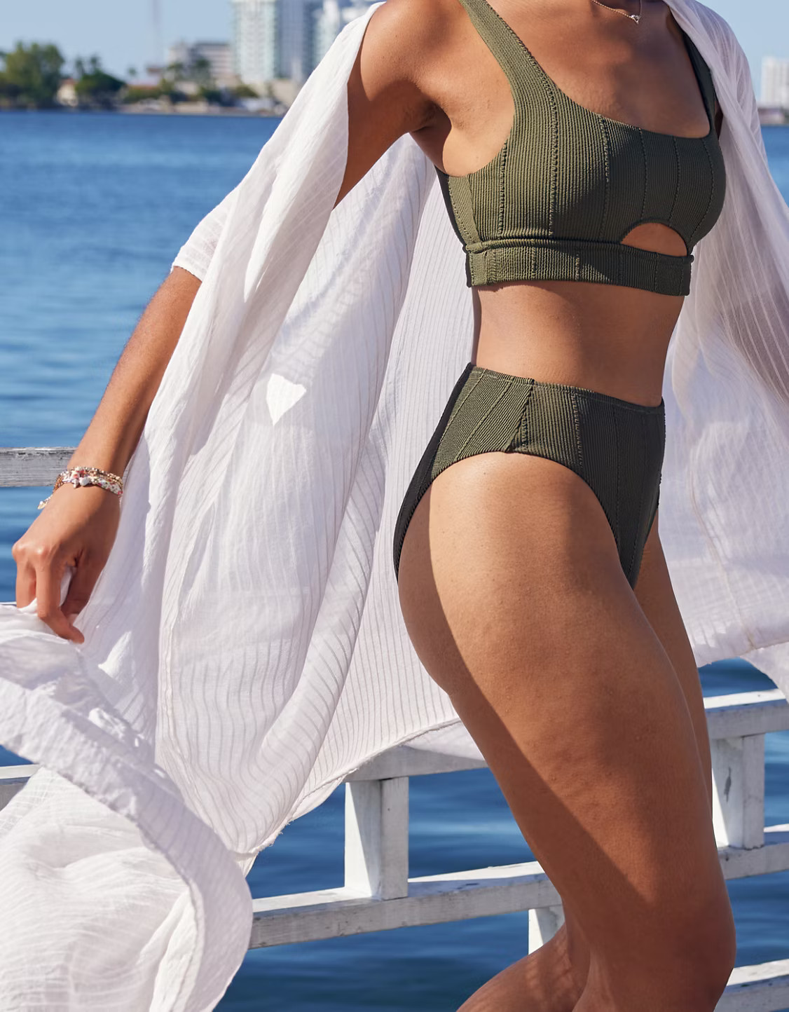 Aerie Crinkle High Cut Cheeky Bikini Bottom | American Eagle Outfitters (US & CA)