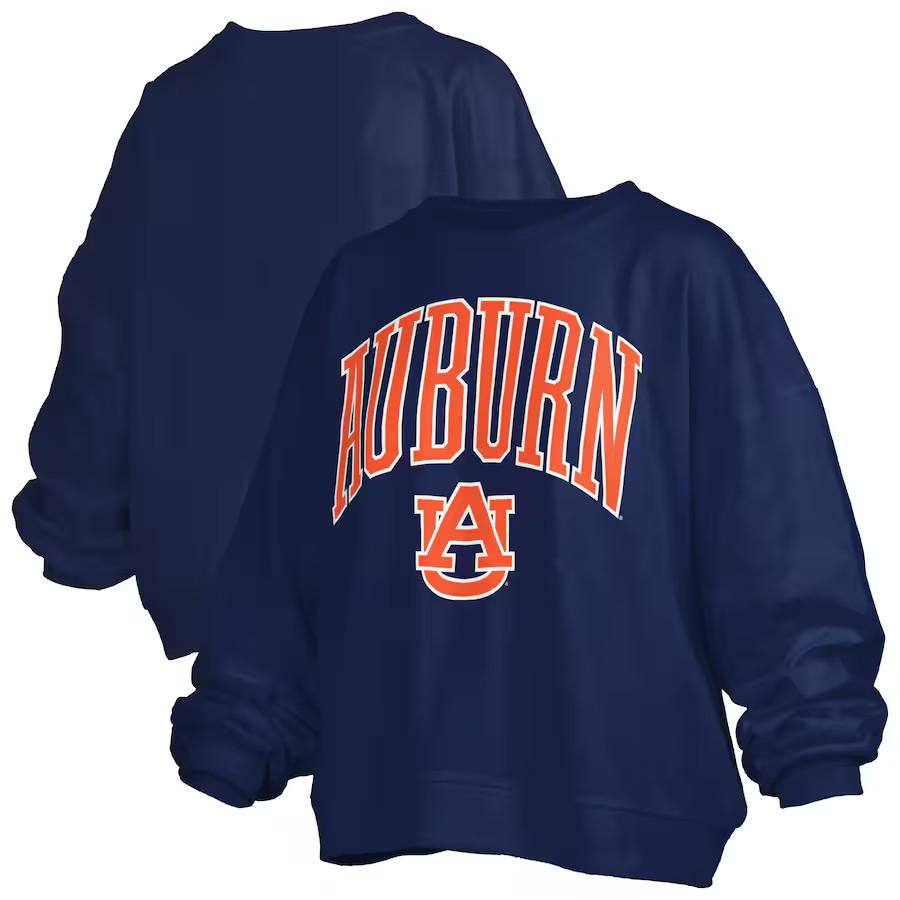 Auburn Tigers Pressbox Women's Janise Arch Over Logo Waist Length Oversized Pullover Sweatshirt -... | Fanatics