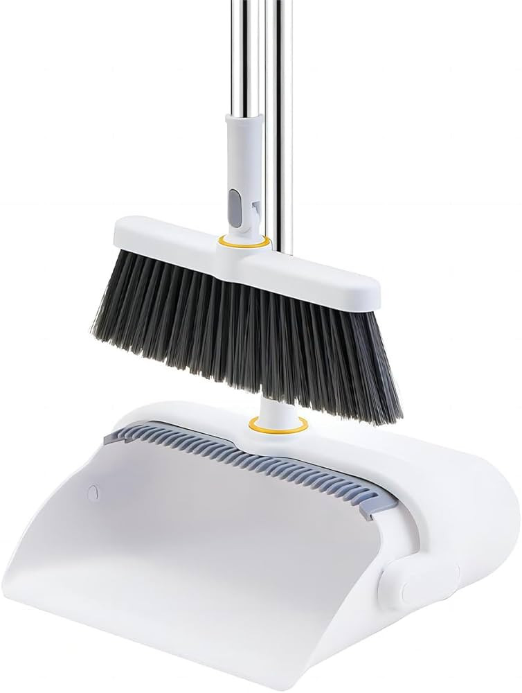 Houksouml Broom and Dustpan Upgraded Family Combo Set, Extra Long Spliced Handle, Suitable for In... | Amazon (US)