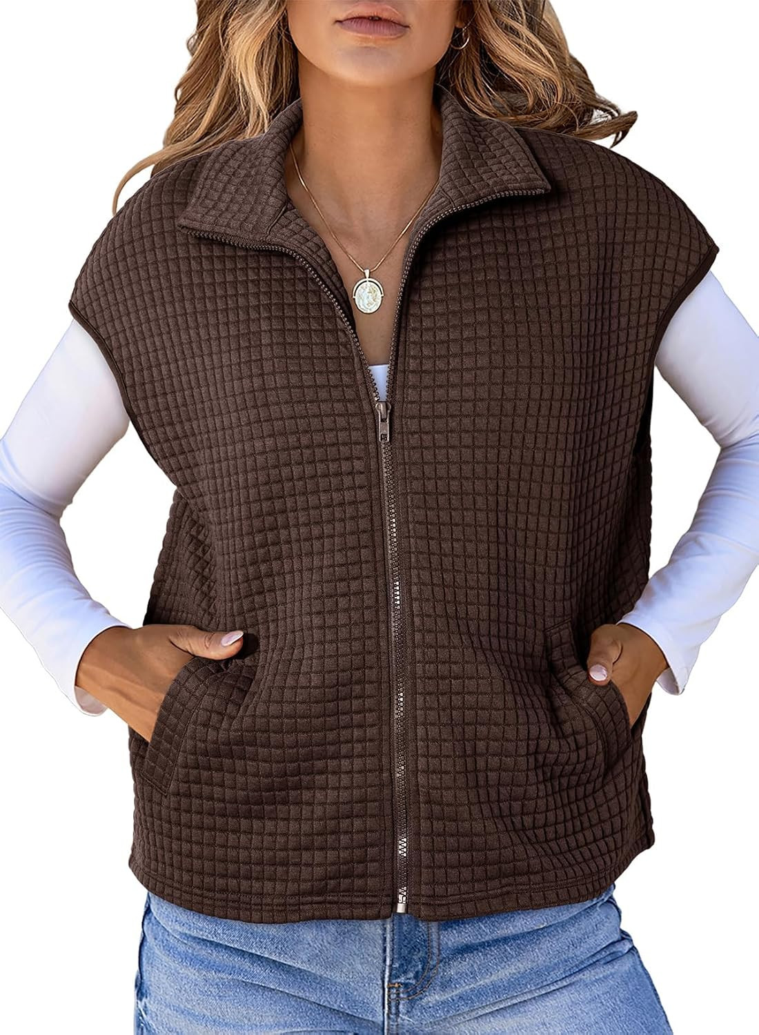 Dokotoo Womens Vest Tops 2026 Fall Cap Sleeve Waffle Knit Vests | Amazon (US)
