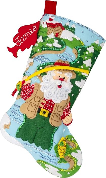 Bucilla, Felt Applique 18" Stocking Making Kit, Fly Fishing Santa, Perfect for DIY Arts and Craft... | Amazon (US)