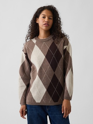 CashSoft Oversized Argyle Sweater | Gap (CA)
