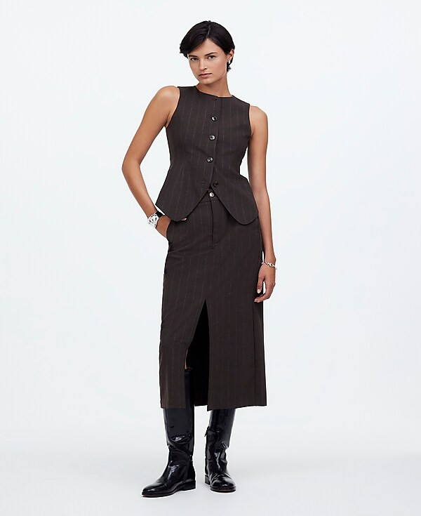 Tailored Midi Skirt in Stripe | Madewell | Madewell