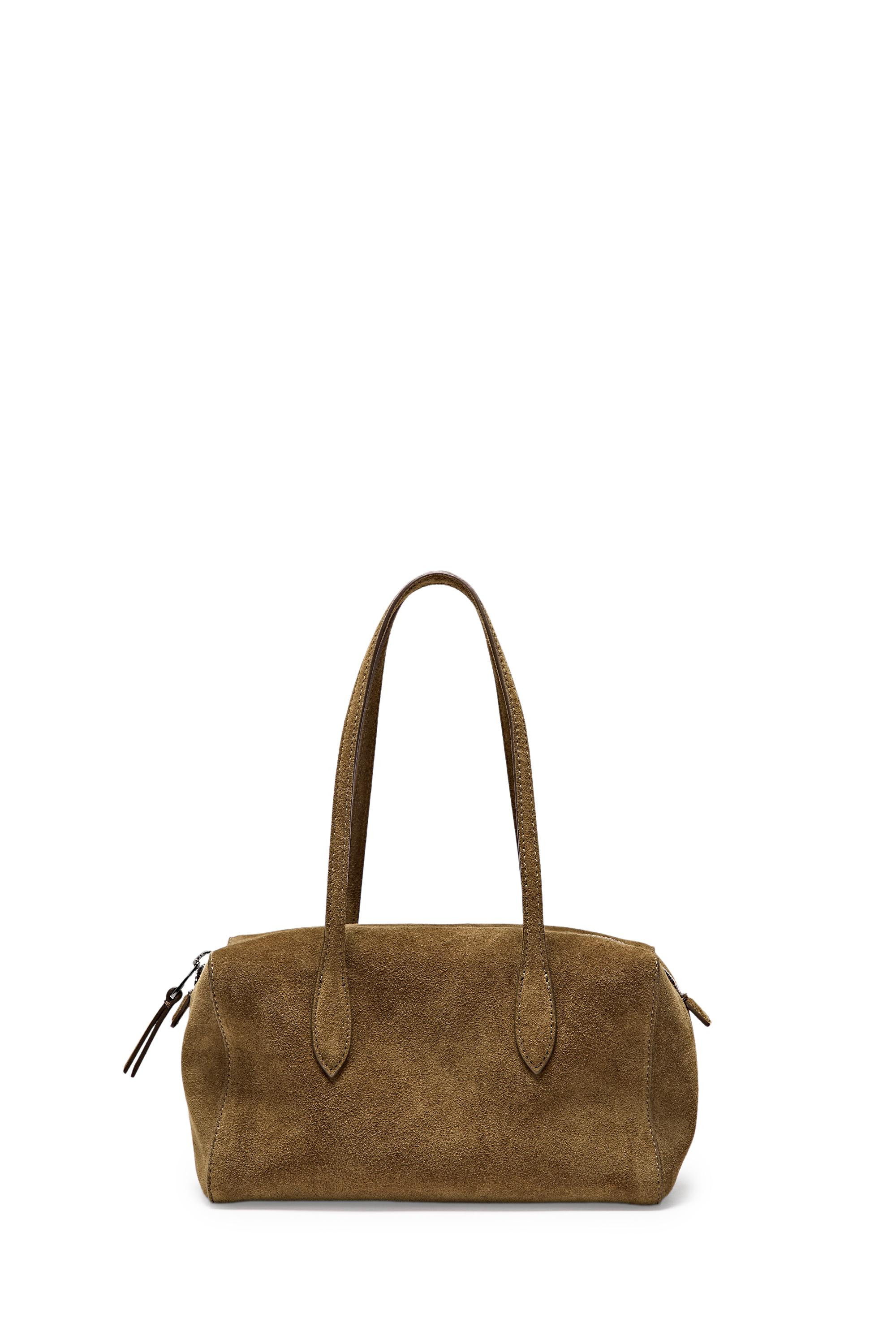 Split suede leather mini satchel bag - KHAKI GREEN | Massimo Dutti UK