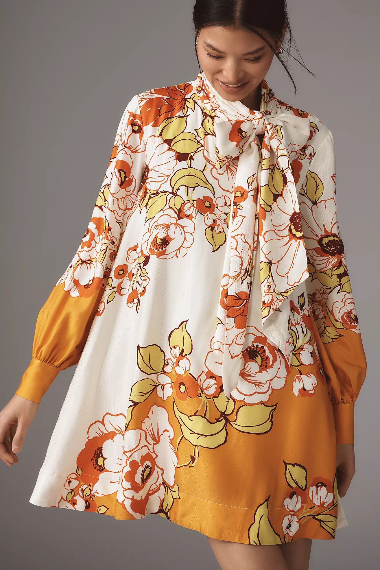 The Caroline Tie-Neck Mini Dress by Maeve | Anthropologie (US)