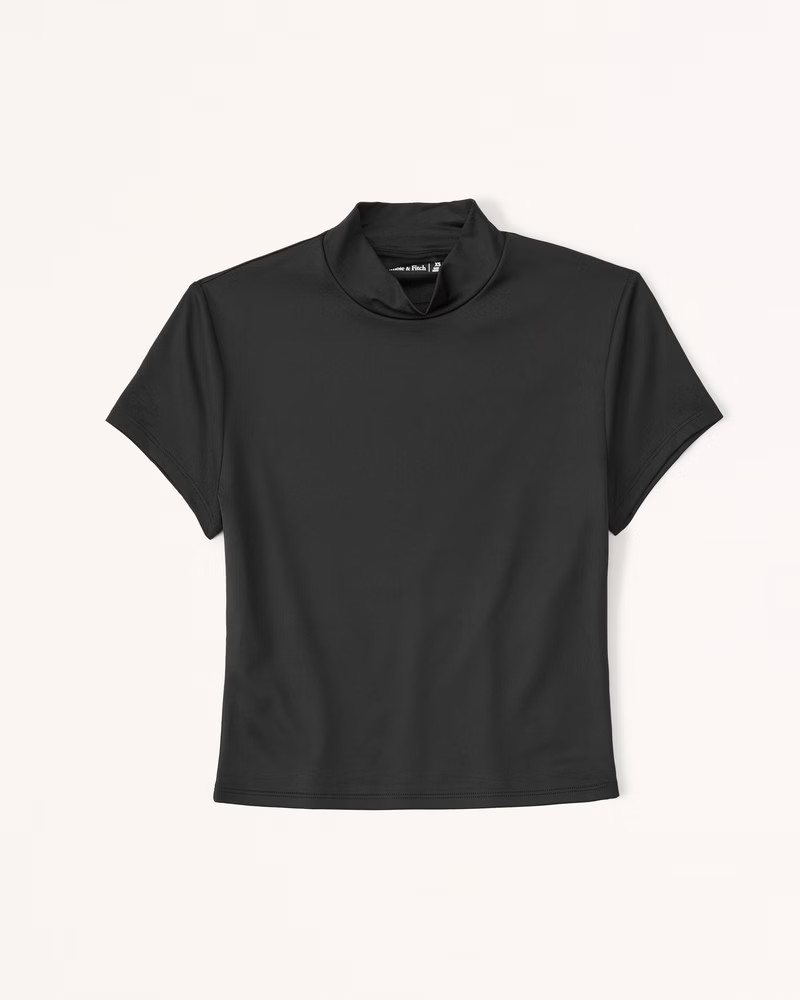 Short-Sleeve Sleek Seamless Fabric Mockneck Top | Abercrombie & Fitch (US)