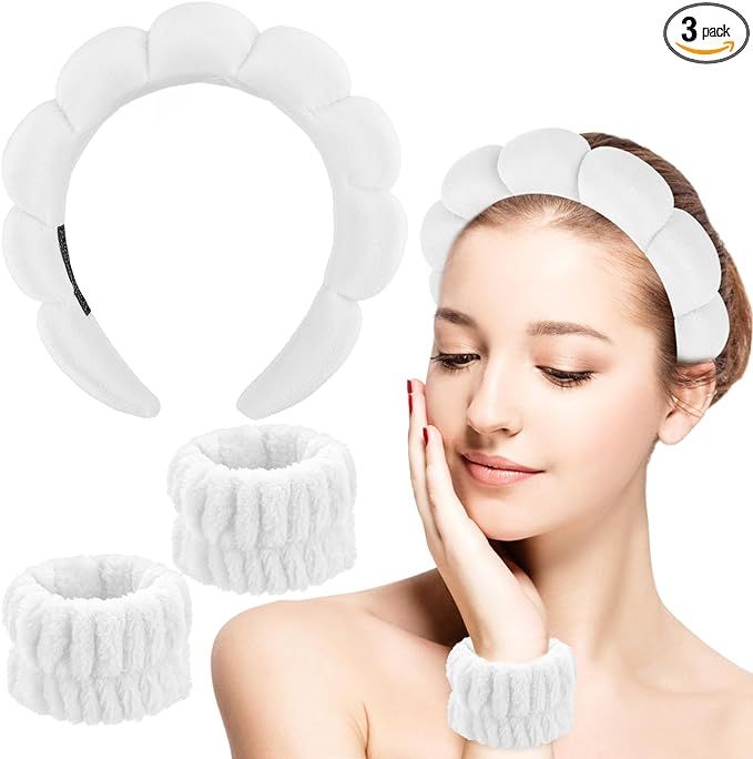 Sibba Sponge Headband Wristband Sets for Washing Face, Makeup Headbands for Women Girls, Skincare... | Amazon (UK)