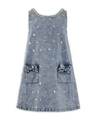 Girls' Crystal Heart Denim Bow Dress - Little Kid, Big Kid | Bloomingdale's (US)