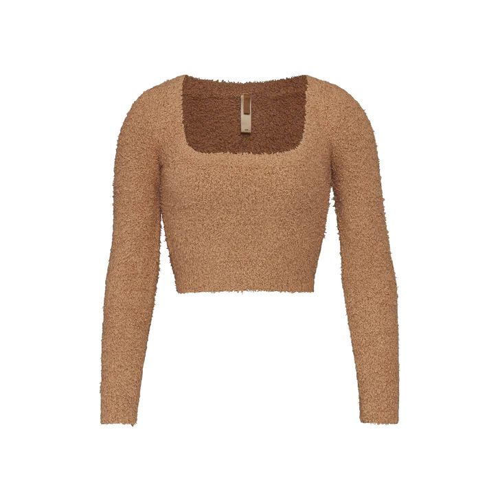 COZY KNIT SCOOP NECK CROP TOP | GARNET | SKIMS (US)