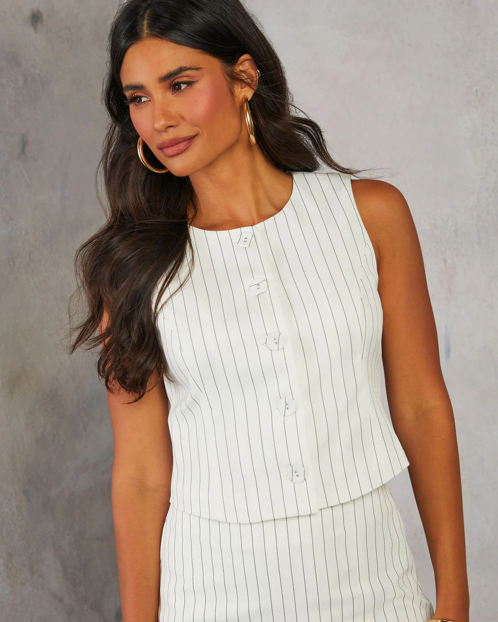 Walk The Line Sleeveless Button Down | VICI