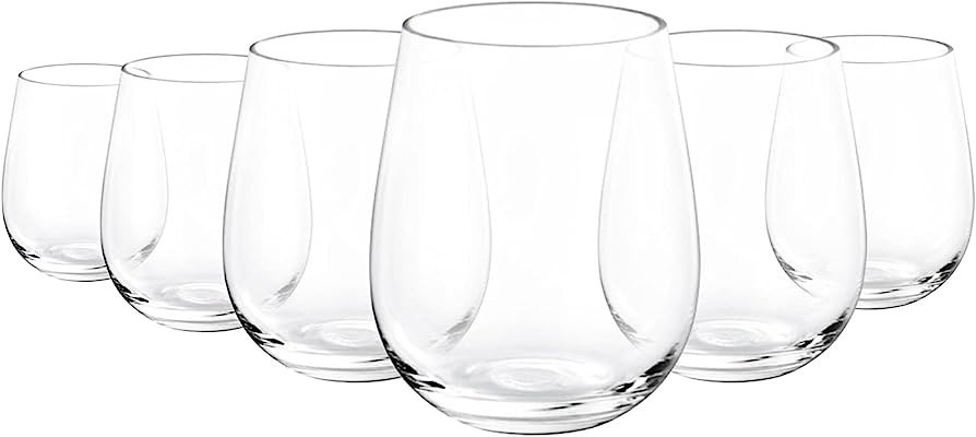 KX-WARE Acrylic Clear Unbreakable Stemless Wine Glasses 18-ounce, Set of 6 | Amazon (US)