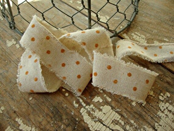 Cotton Linen Natural Ribbon with Soft Pumpkin Orange Velvet | Etsy | Etsy (US)