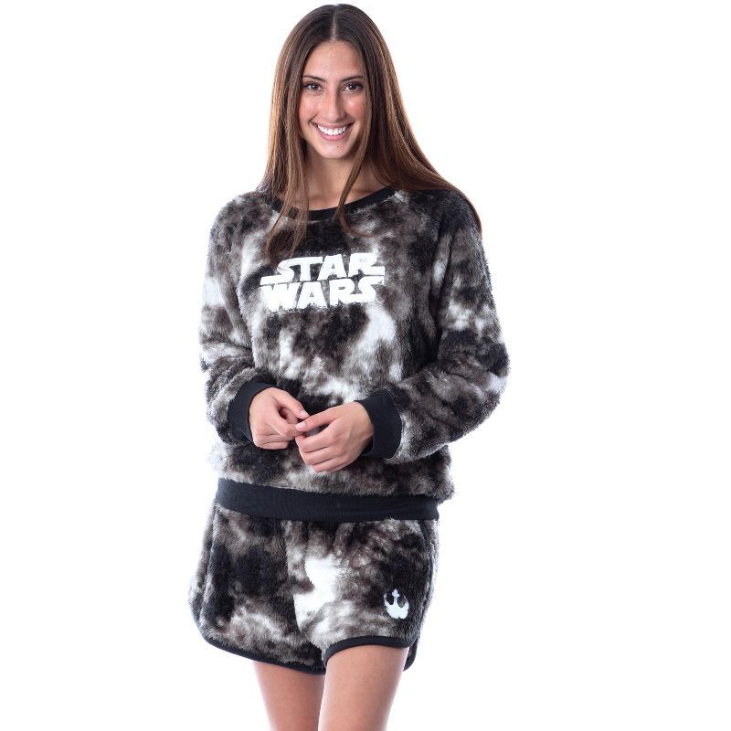 Star Wars Womens' Title Logo Tie Dye Sweater Short Pajama Set Multicolored | Target