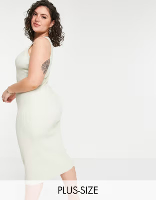 Missguided Plus co-ord ribbed midi dress in cream | ASOS (Global)