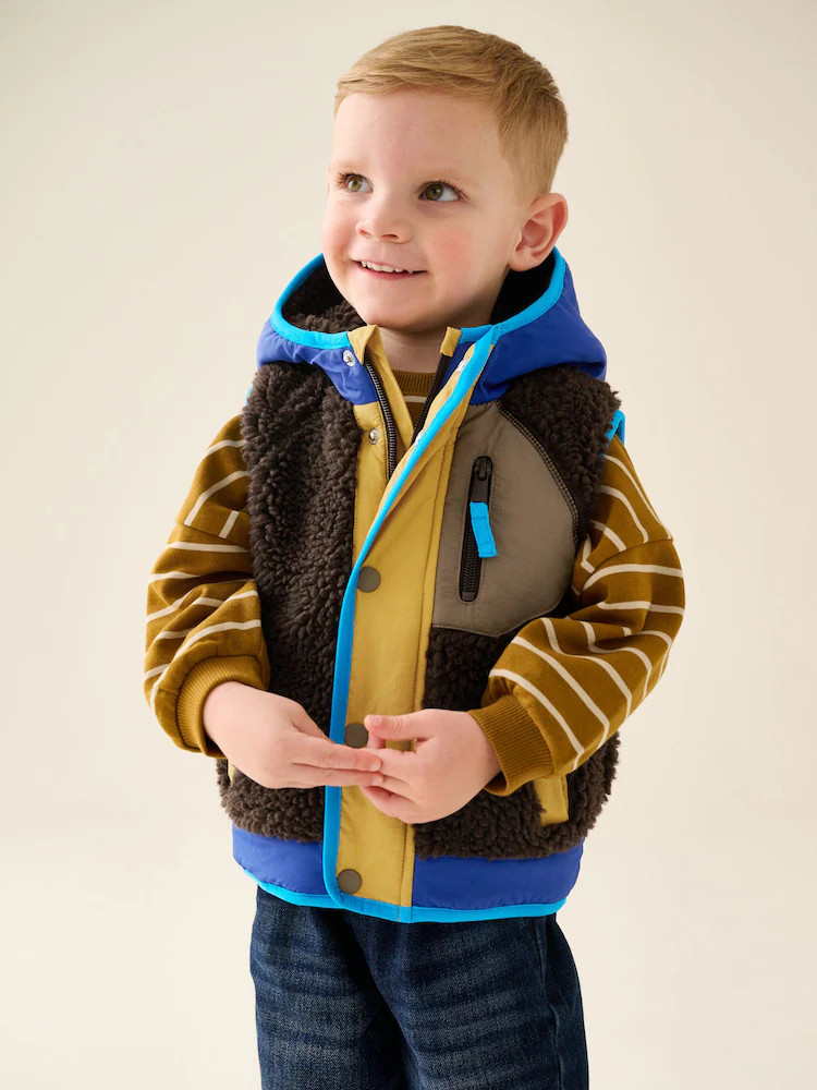 Brow Colour Block Borg Gilet (3mths-7yrs) | Next US