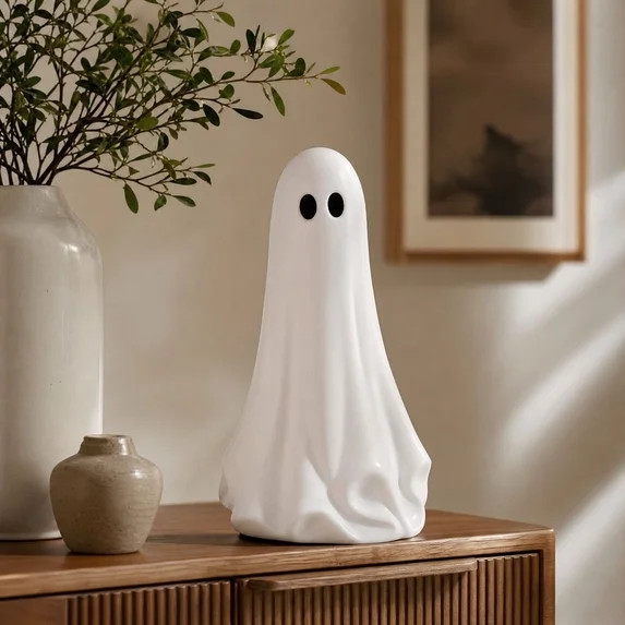 Large Ghost Tabletop Decoration , 20" Black and White Matte Resin Standing Ghost Tabletop Figurin... | Walmart (US)