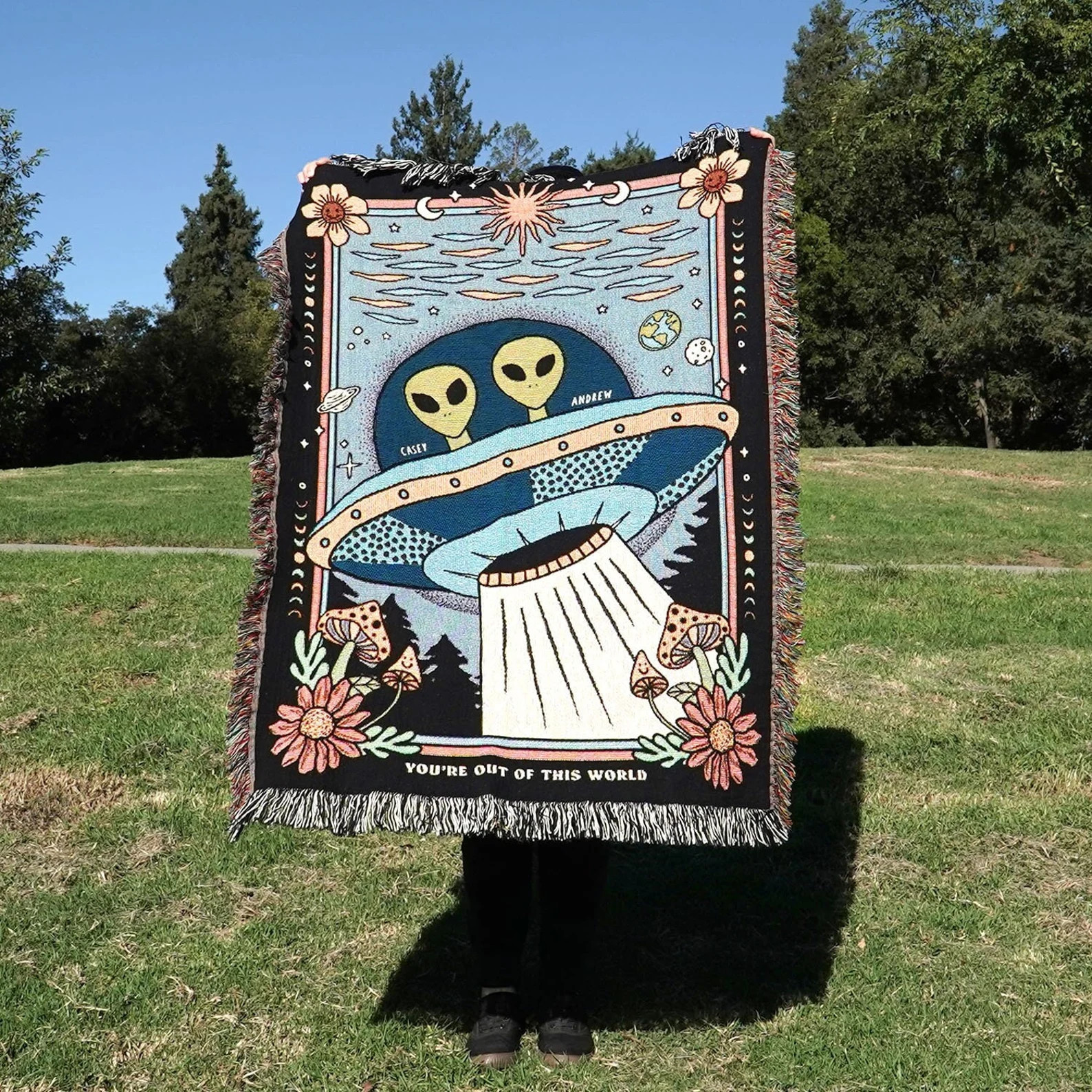 New Custom Couple Personalized Alien Ufo Woven Blanket for - Etsy | Etsy (US)